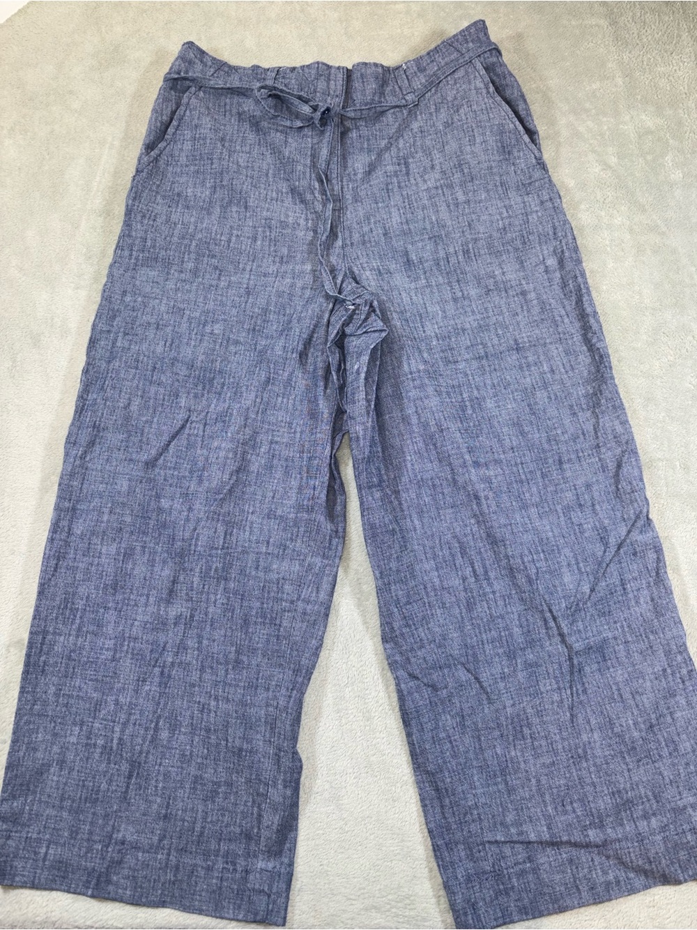 Reitmans Wide-Leg Cropped Cotton Pants Blue Size 12